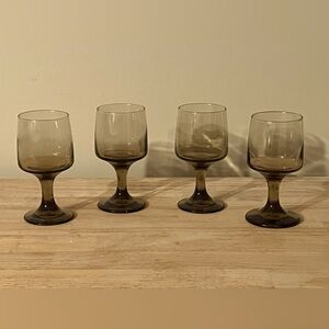 Set Of 4 1970’s  Libbey Tawny Smoke Brown Wine Glass/Small Goblet  In LNC!